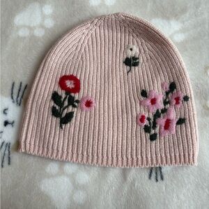 Kate Spade Pink Floral Knit Beanie